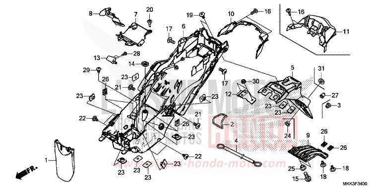 KOTFLUEGEL, HINTEN von Africa Twin PEARL GLARE WHITE (NHB53HB) von 2018